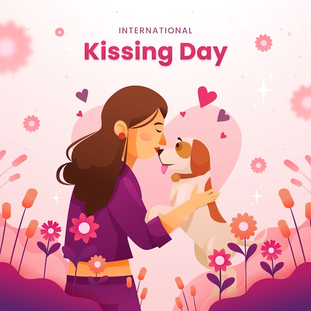 Gradient illustration for international kissing day celebration