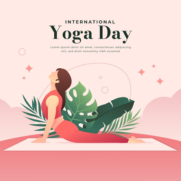 Градиентная иллюстрация к празднованию международного дня йоги