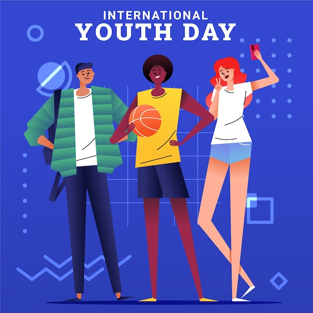 Vector gradient illustration for international youth day celebration