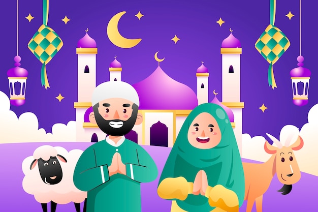 Vector gradient illustration for islamic eid al-adha celebration