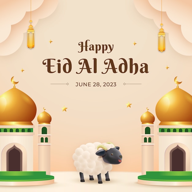 Vector gradient illustration for islamic eid al-adha celebration