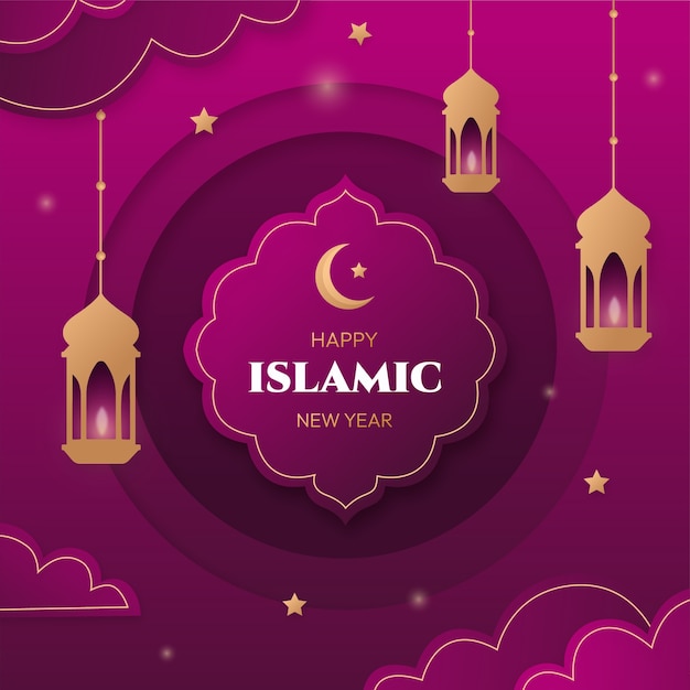 Vettore illustrazione del gradiente per la celebrazione del capodanno islamico