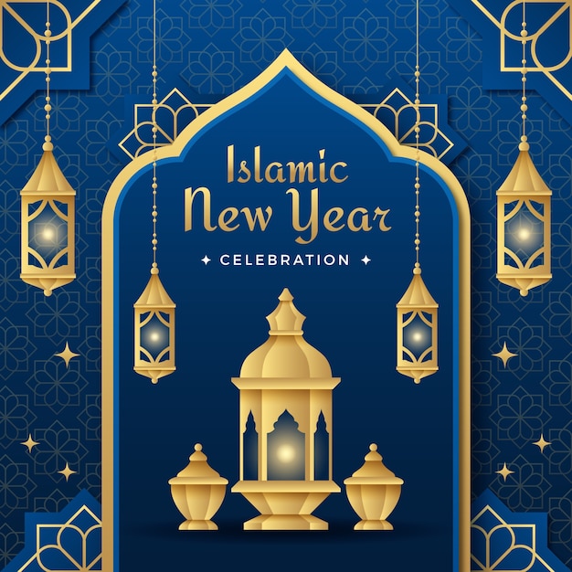 Illustrazione del gradiente per la celebrazione del capodanno islamico