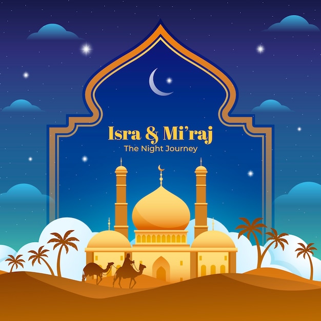 Vector gradient illustration for isra miraj