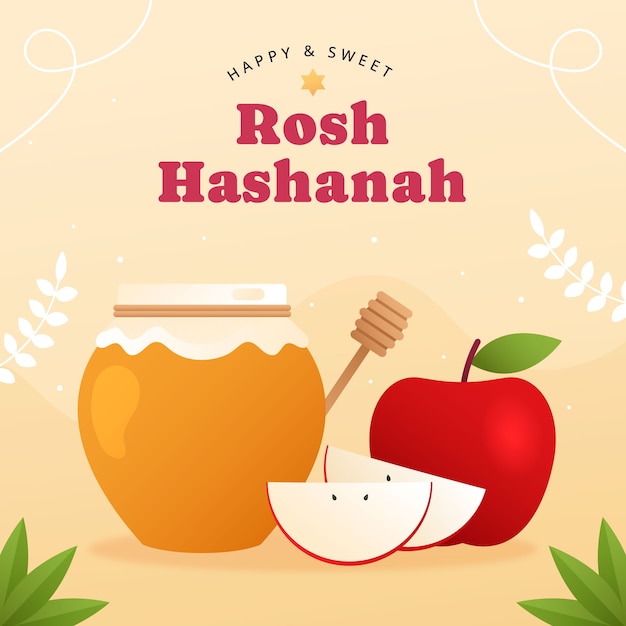 Vector gradient illustration for jewish new year rosh hashanah celebration