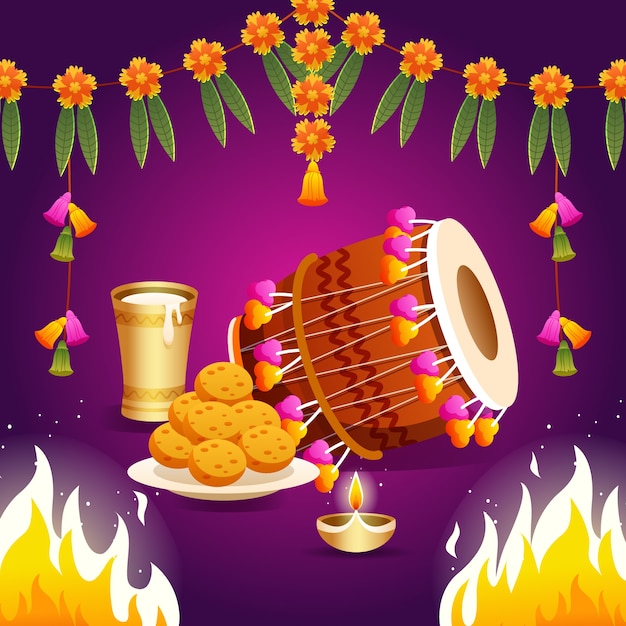 Vector gradient illustration for lohri festival