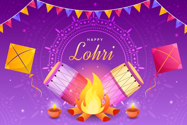 Vector gradient illustration for lohri festival