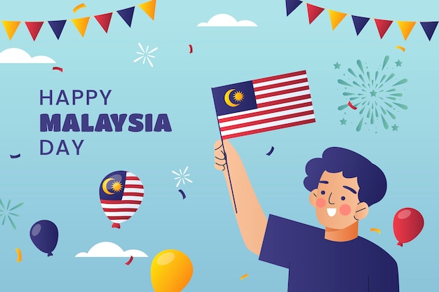 Gradient illustration for malaysia independence day celebration