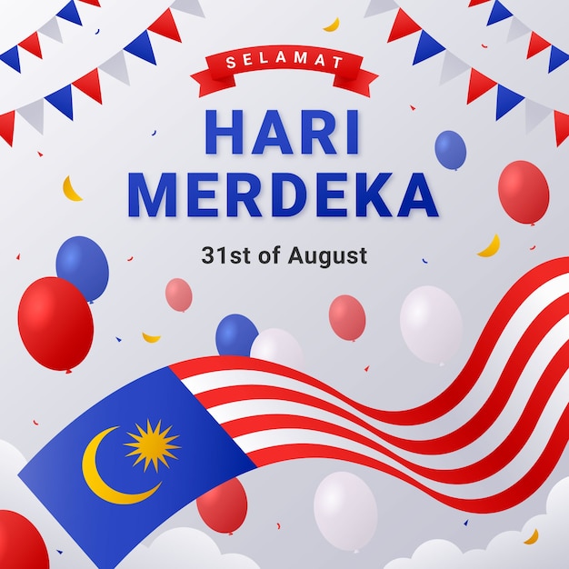 Gradient illustration for malaysia independence day celebration