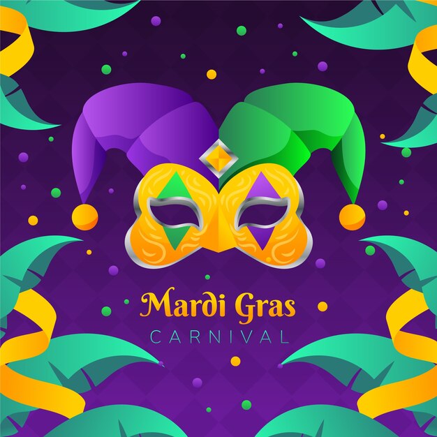 Vector gradient illustration for mardi gras festival