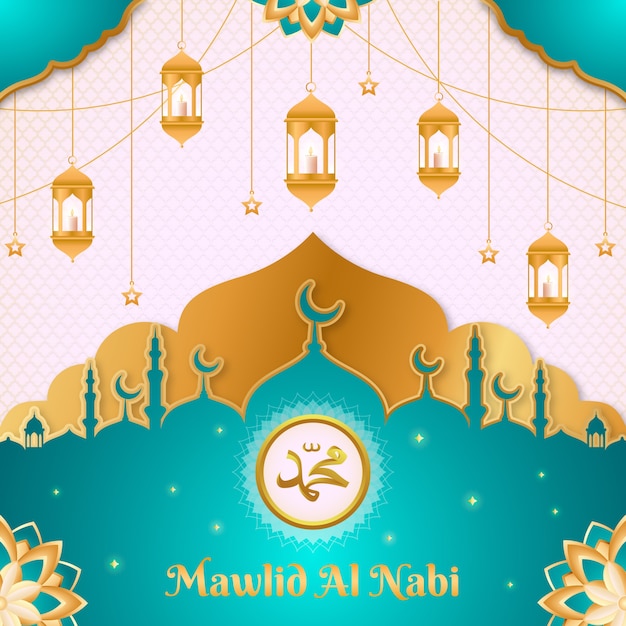 Vettore illustrazione sfumata per la celebrazione di mawlid al-nabi