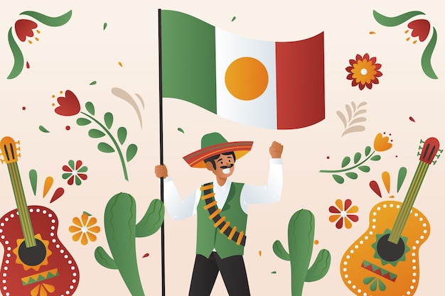 Vector gradient illustration for mexico independence day celebration