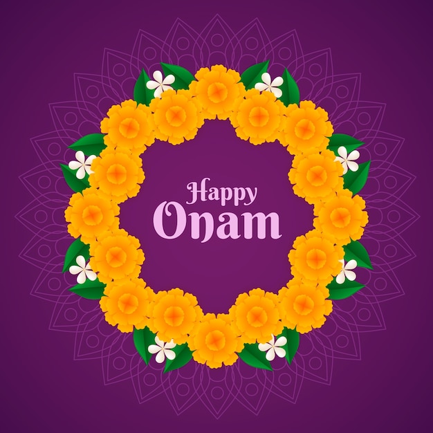 Vector gradient illustration for onam festival celebration