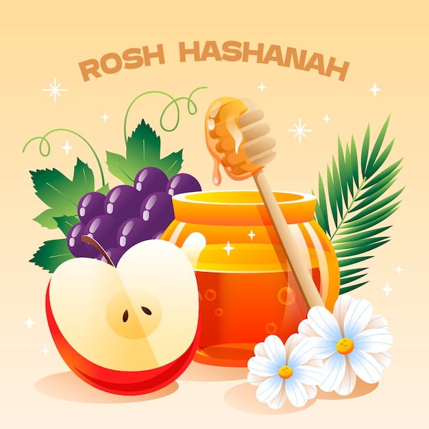 Vector gradient illustration for rosh hashanah jewish new year celebration