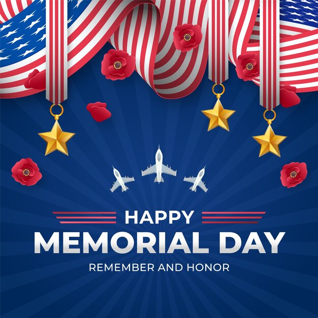 Vector gradient illustration for us memorial day commemoration