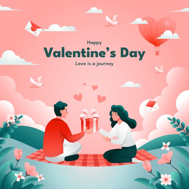 Vector gradient illustration for valentines day celebration