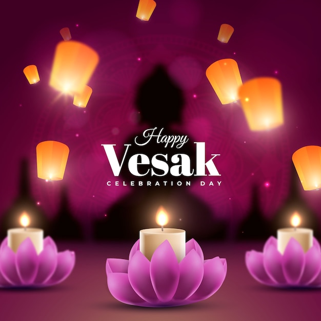 Vector gradient illustration for vesak festival celebration