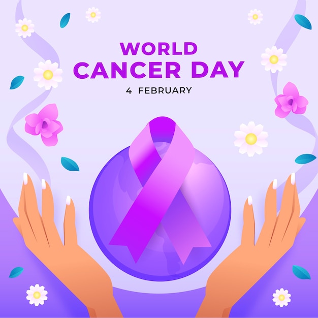 Vector gradient illustration for world cancer day awareness