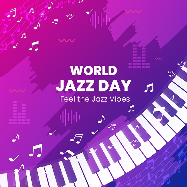 세계 재즈 날 음악 축하 의 그라디언트 일러스트레이션