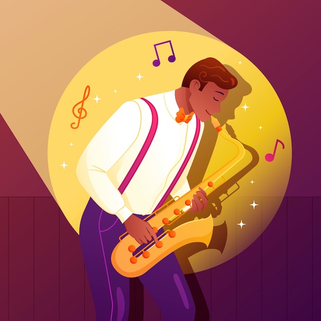 Vettore illustrazione gradiente per la celebrazione della musica del giorno mondiale del jazz