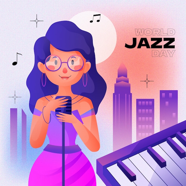 Vector gradient illustration for world jazz day