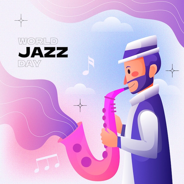 世界ジャズデーのグラディエントイラスト