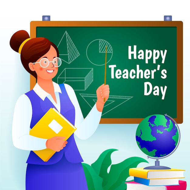 Vettore illustrazione gradiente per la celebrazione della giornata mondiale degli insegnanti