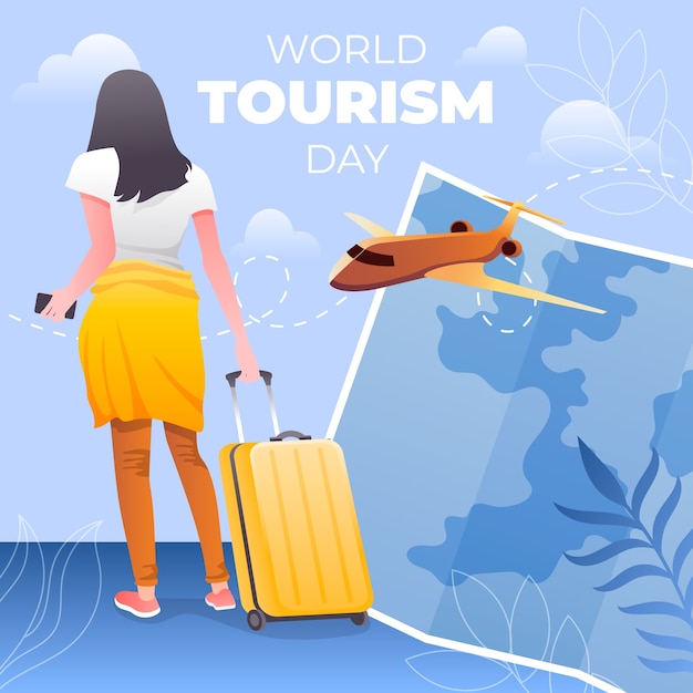 Vector gradient illustration for world tourism day celebration