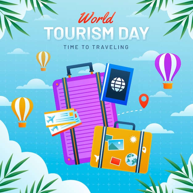 Vector gradient illustration for world tourism day celebration