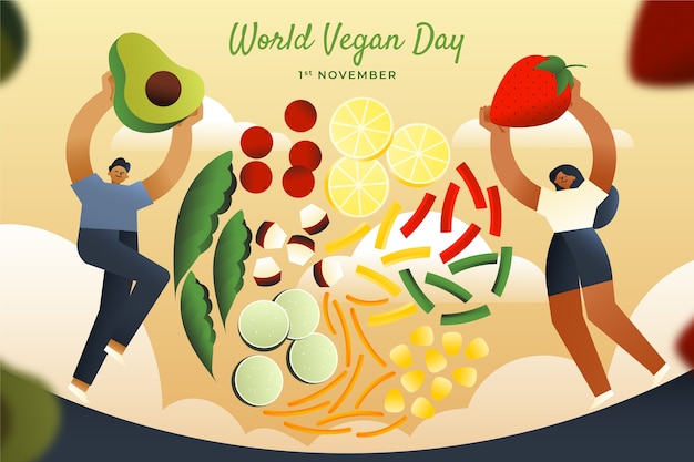 Vector gradient illustration for world vegan day celebration