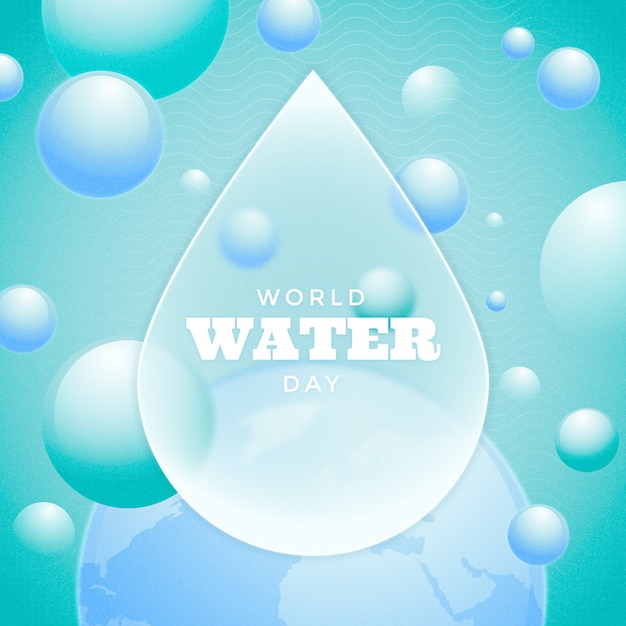 Vettore illustrazione gradiente per la consapevolezza della giornata mondiale dell'acqua.