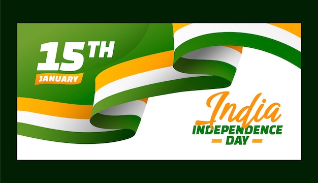 Vector gradient india independence day horizontal banner template with flag