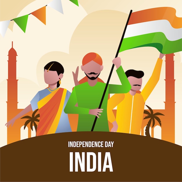 Vector gradient india independence day illustration