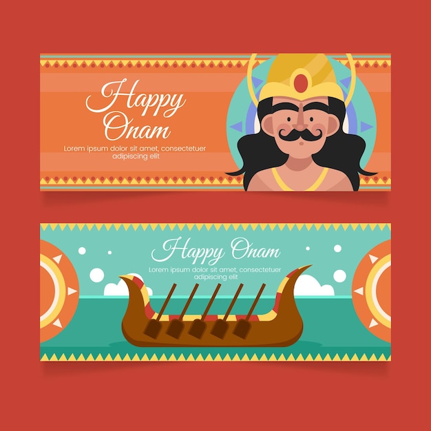 Vector gradient indian onam banners set