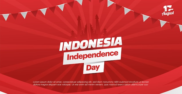 Gradient indonesia independence day horizontal banner template