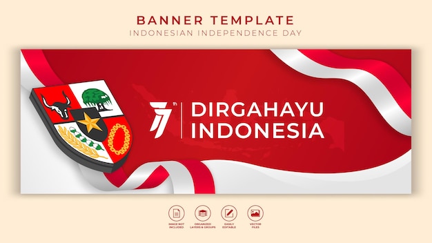 Gradient indonesia independence day horizontal banner template