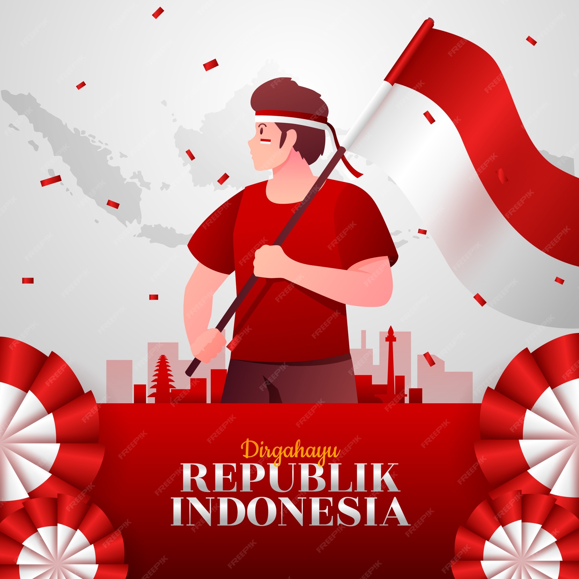 Premium Vector | Gradient indonesia independence day illustration with ...