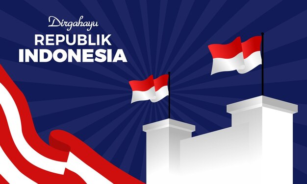 벡터 그라데이션 인도네시아 독립 기념일 그림