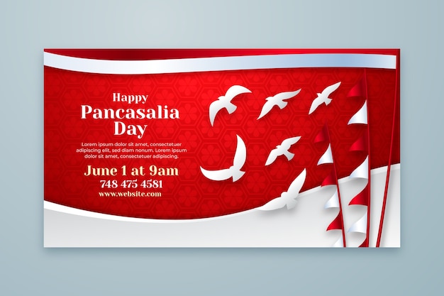 Gradient indonesian pancasila day horizontal banner template