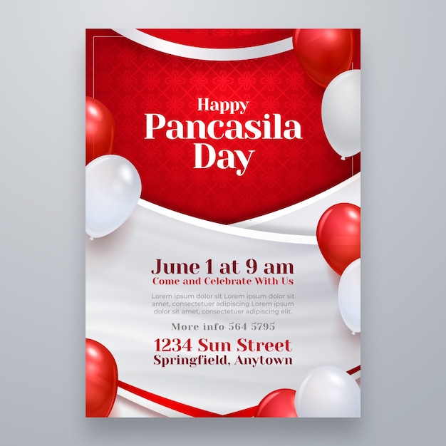 Gradient indonesian pancasila day vertical poster template