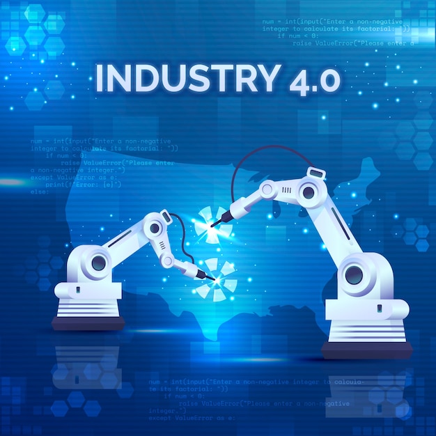 Vettore illustrazione dell'industria 4.0 in gradiente