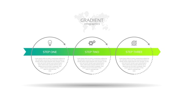 Gradient infographic  business abstract background  template circle with three step