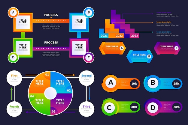 Gradient infographic element collectie