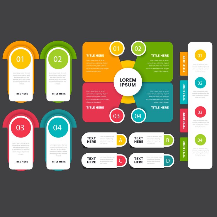 Vector gradient infographic element collection