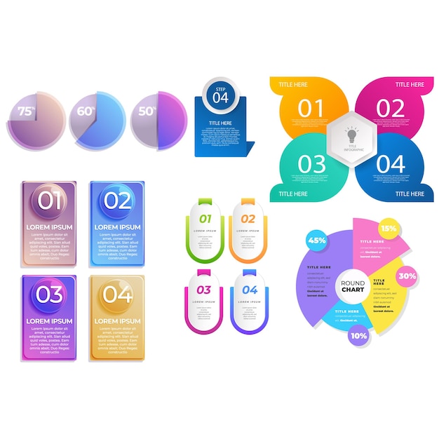 그라데이션 infographic 요소 컬렉션