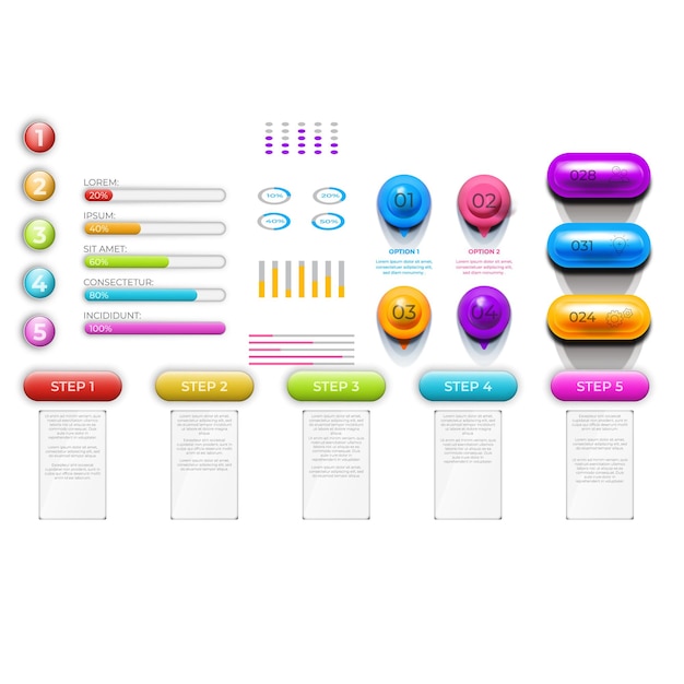 gradient infographic element collection