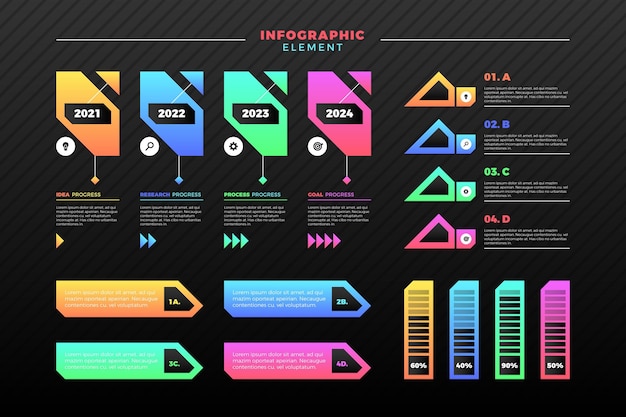 Gradient infographic element collection