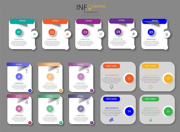 Gradient infographic element collection