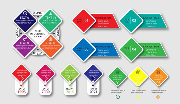 Gradient infographic element collection