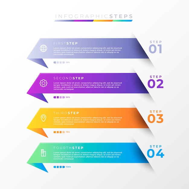 Gradient infographic steps